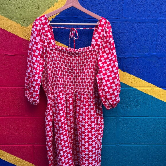 Ava & Viv Red and White smocked dress Size 2X - Picture 4 of 9